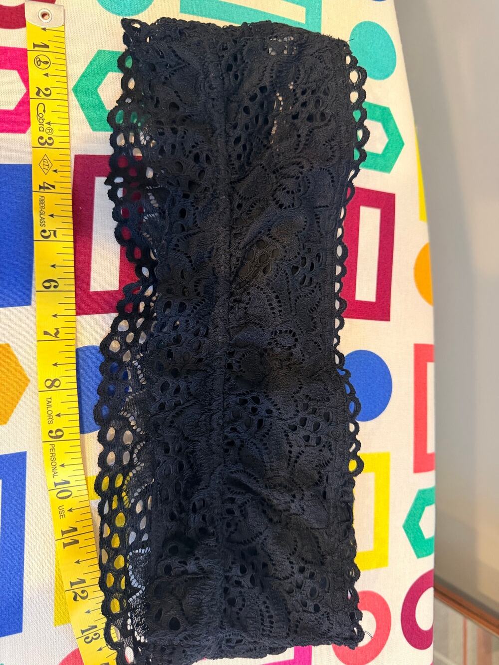 Aerie Black Lace Bandeau Bralette – Scalloped Boho Strapless Tube Top, Size L